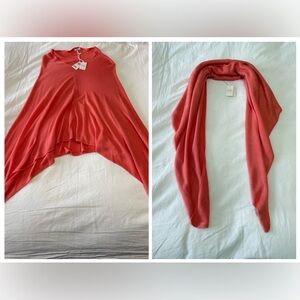 Lexi York | Tangerine Orange 100% Bamboo 2-in-1 Shawl Wrap Scarf | NWT